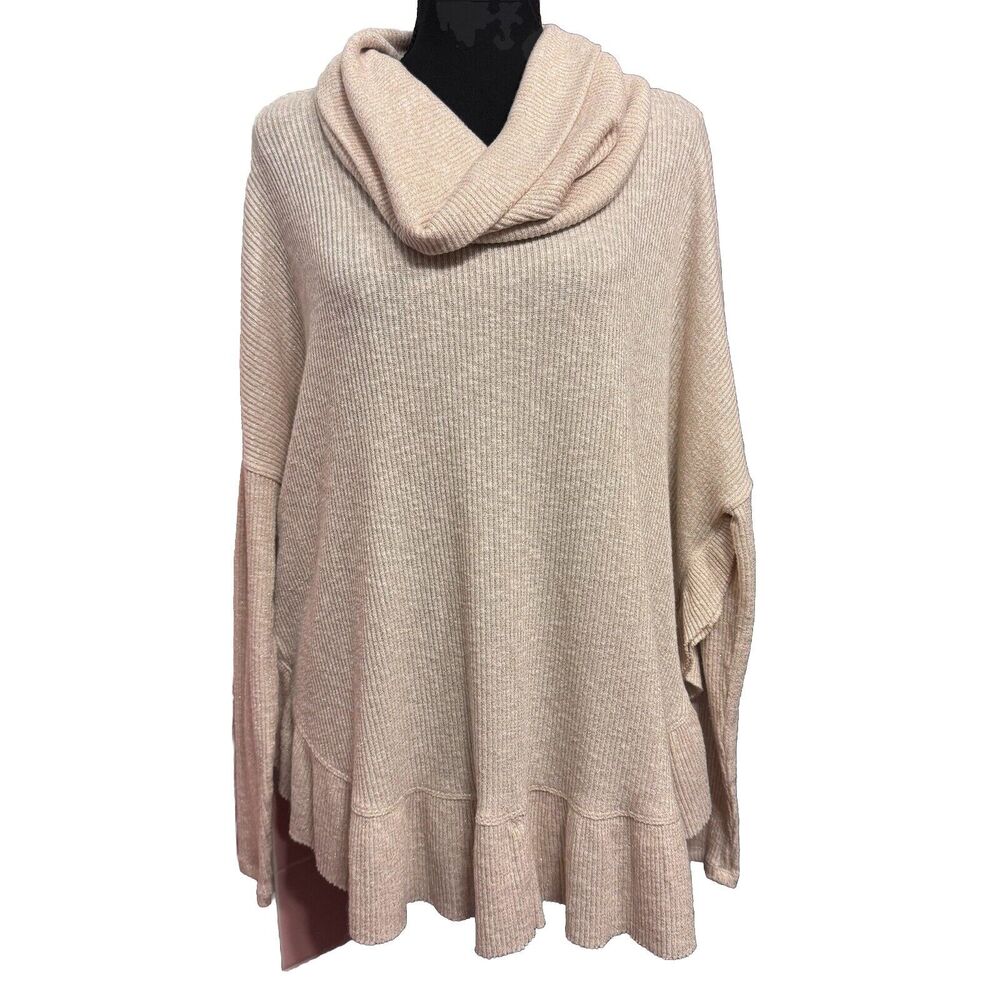 Anthropologie Sweater Large Cream Color Gold Metallic Thread Lagenlook Slouchy - Picture 2 of 8